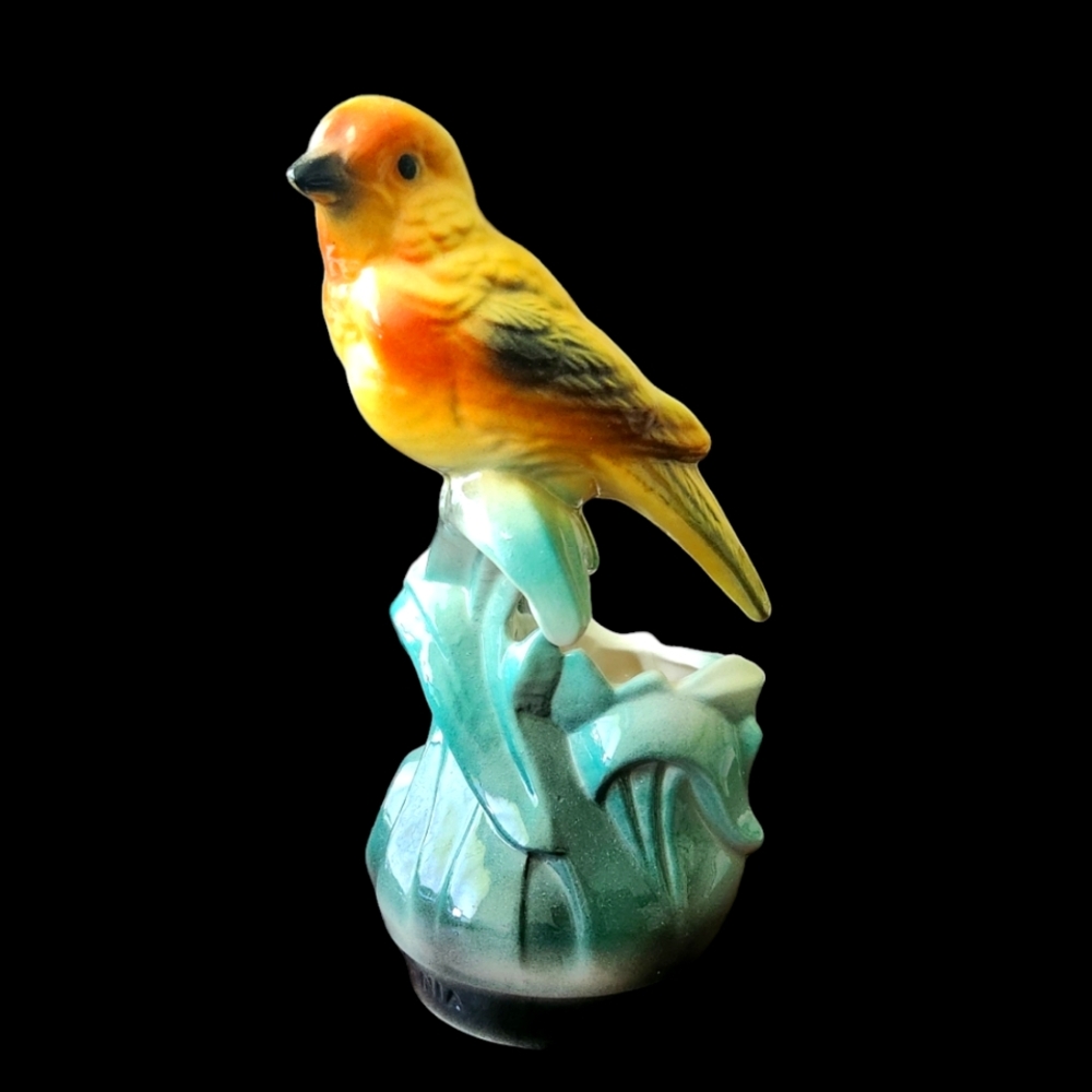 Vintage California Pottery Goldfinch Bird Planter Vase